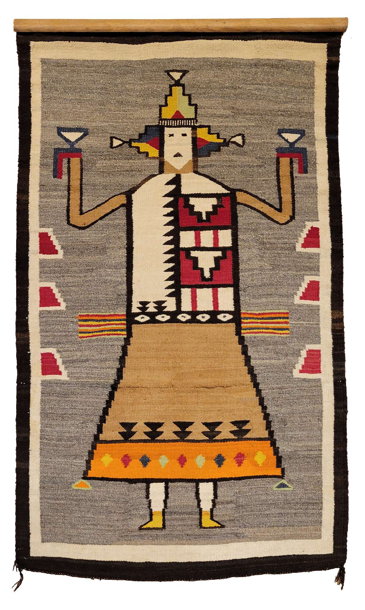 Handwoven Native American Hopi Kachina Figure Rug 44